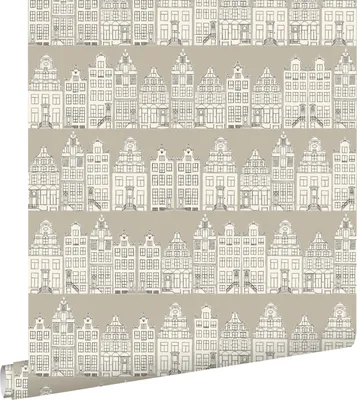 Produktbild von ESTAhome Tapete Amsterdamer Grachtenhäuser Beige 53 cm x 10.05 m