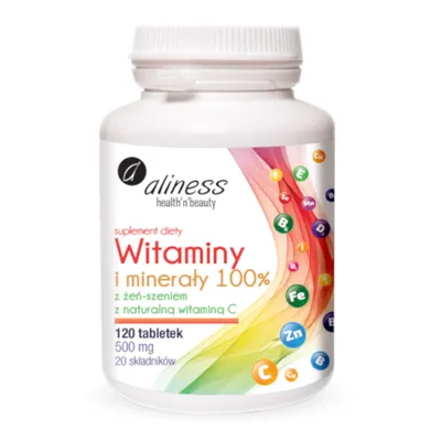 Produktbild von Vitamins and Minerals 100% ALINESS Health of the Body 120 Tablets