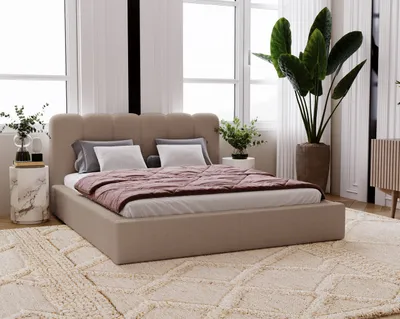 Obrázok produktu pre Čalúnená posteľ Diana 180x200 Boucle, manželská posteľ s podnožou, lamelový rošt, čelo - čalúnená posteľ hnedá (Anthology 5)
