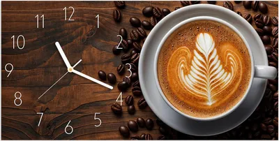 Produktbild von Wanduhr aus Glas mit Motiv Kaffeegenuss- 60 x 30 cm - inkl. Aufhängesystem