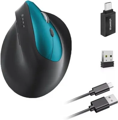 Zdjęcie produktu dla Ergonomiczna, bezprzewodowa mysz z 3 trybami pracy – Bluetooth 5.2, z możliwością ładowania, 9600 DPI