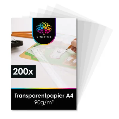 Produktbild von OfficeTree 200 Blatt Transparentpapier DIN A4 - 90 g/qm (wp)