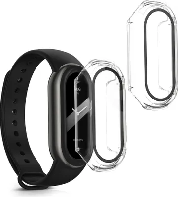 Produktbild von kwmobile 2x Cover kompatibel mit Xiaomi Mi Band 8 Hülle - Fullbody Fitnesstracker Case Set aus Glas - Transparent