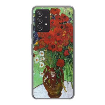 Produktbild von MuchoWow® Handyhülle Schutzhülle Hülle für Samsung Galaxy A33 5G Vase mit roten Mohnblumen und Gänseblümchen - Vincent van Gogh Silikon Softcase Handy Hülle - Kartenhalter