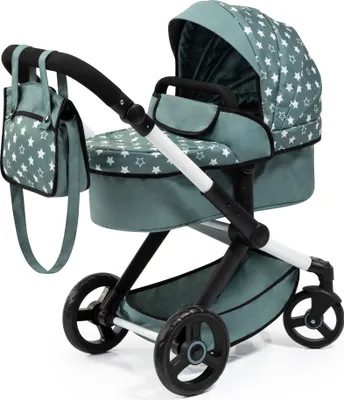 Produktbild von Bayer Design 17058AA Puppenwagen Xeo mit Tasche, wandelbar als Puppenjogger, verstellbarer Griff, schwenkbare Vorderräder, nordisches grün