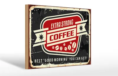 Produktbild von Holzschild Kaffee 30x20cm extra strong Coffee good morning