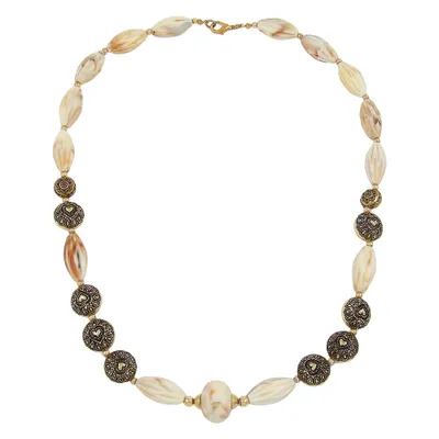 Produktbild von Kette beige-marmoriert altgold natur 55 cm