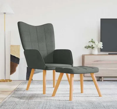 Image de Maison Exclusive - Fauteuil relax avec repose-pieds, tissu gris foncé