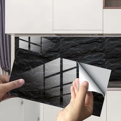Produktbild von COOL-i ® Fliesenaufkleber 4 Stück 30×15cm für Küche, Bad, Dusche, Marmormuster Steinoptik