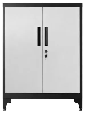 Immagine prodotto di Armadietto per garage o ufficio con serratura | Argento e nero | 80,1 x 40,2 x 99 cm