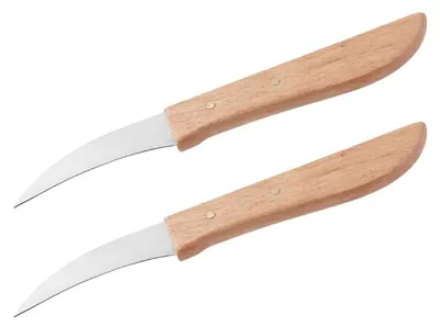 Image de Lot de 2 couteaux de cuisine éplucheur manche en bois 16 cm Nirosta