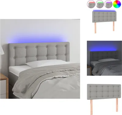 Imagen del producto de vidaXL Cabecero LED, gris claro, 90 x 5 x 78/88 cm, tela - Cabecero y piecero