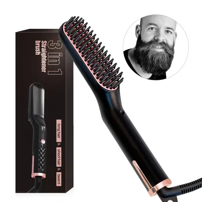 Produktbild von UKLISS Bartglätter Bürste für Herren, Keramik, USB-Akku, schnellheizend, PTC, 36W, Schwarz, Ohne Logo