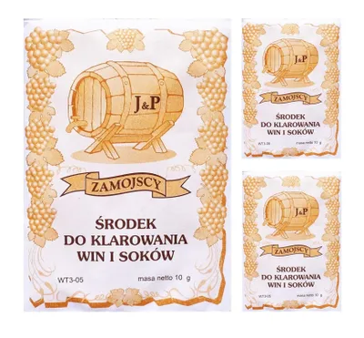 Zdjęcie produktu dla Środek klarujący HUGBERT na 25 litrów, do klarowania soku winnego, drożdże, 3 sztuki