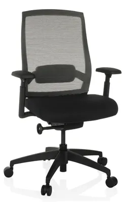 Produktbild von hjh OFFICE Profi Bürostuhl COLORE Ergonomischer Schreibtischstuhl mit Armlehnen (höhenverstellbar) Stoff / Netzstoff Schwarz Drehstuhl für Büro, Zuhause