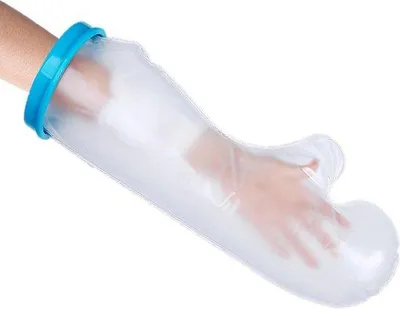 Image de Protection imperméable pour les bras - Protection pour plâtre - Protection pour les bras sous la douche - Protection réutilisable pour pansements - Garder les bras au sec