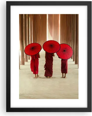 Produktbild von Gerahmtes Poster - Schwarzer Rahmen - Bhutan Regenschirm Rot - 30x40 cm - Wand Bild - Wanddeko - Wandbilder - Kunstposter - Wandposter - Bilderrahmen - Bilder - Kunstdruck - Wandbild - P2BPA30x40-4290