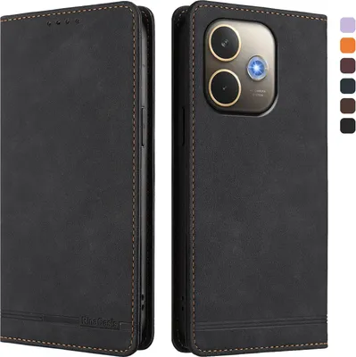 Image de Etui pour Oppo A5 Pro 4G/A5 Pro 5G, étui rétro en cuirPolyuréthaneavec support et fentes pour cartes de crédit Noir