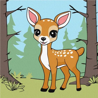 Image de Peinture par numéros Cerf magique pour enfants 25 x 25 cm