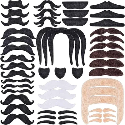 Productafbeelding van Nep Snorren Set - Feest Mustaches - Feestelijke Aankleding - 48 Stuks 16 Stijlen - 13.1 x 11.7 cm - Zwart