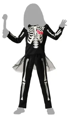 Immagine prodotto di Atosa Costume da ragazza scheletro che si illumina al buio Nero 3-4 anni Bambini Nero 3-4 anni