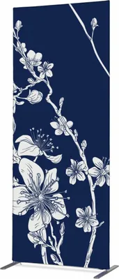 Produktbild von Showdown Textil Raumteiler Deko - 100-200 Abstrakte Japanische Kirschblüte - Blau - Schwarzer Rahmen