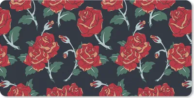 Produktbild von MuchoWow® Schreibtischunterlage Rosen - Blume - Muster - Rot 80x40 cm - XXL Mauspad - Gaming Mauspad
