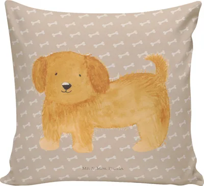 Produktbild von Mr. & Mrs. Panda Sofakissen Hund Flauschig - Hundeglück - Geschenk, Süß, Vierbeiner, kissen bedruckt, 40 x 40, Hundeliebe, Dekokissen, Hunde, kuschelkissen 40x40