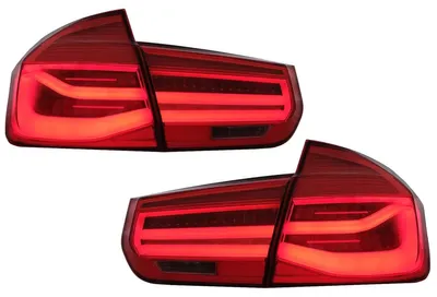 Imagen del producto de Luces traseras LED de diseño LCI para BMW Serie 3 F30, modelo anterior a LCI (pre-LCI), años 11-19, color rojo y cristal transparente.