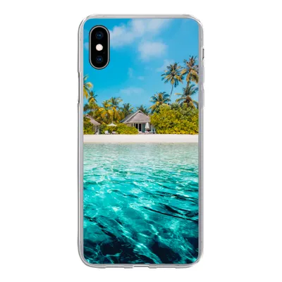 Produktbild von MuchoWow® Handyhülle Schutzhülle Hülle für iPhone Xs Strand - Palmen - Meer Silikon Softcase Handy Hülle - Handytasche