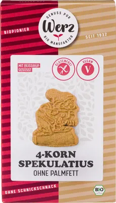 Produktbild von Werz 4-Korn Spekulatius Vollkornkekse glutenfrei -  - 125g