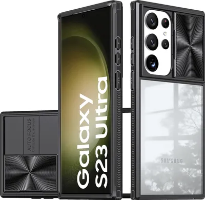 Produktbild von Galaxy S23 Ultra Hülle, TPU Bumper mit mit Schiebe Kamera Schutz Klar Schutzhülle für Samsung Galaxy S23 Ultra Schwarz