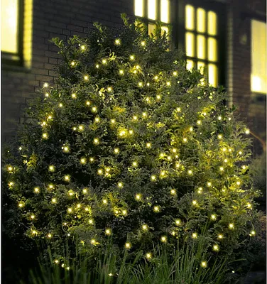 Produktbild von F-H-S Lichternetz 200LED mit Timer warmweiß IP44 Außenadapter 3x3m grün