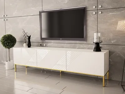 Produktbild von Televízny stolík HUNE - biely / lesklý biely