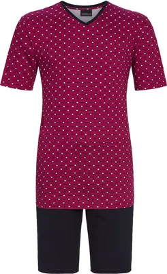 Produktbild von RINGELLA Herren Kurzarm Pyjama "Necktie" mit Bermuda Hose 4241306 | Granat Rot Größe: 48