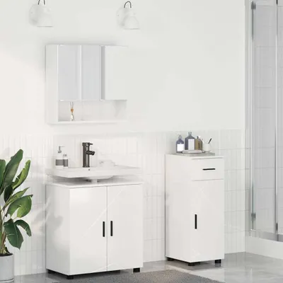 Immagine prodotto di Maison Exclusive - Set di mobili da bagno, 3 pezzi, bianco lucido, 61 x 35 x 64 cm