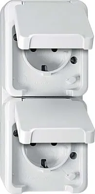 Immagine prodotto di Merten MEG2328-8019 Presa doppia con contatto di terra, disposta verticalmente con BRS, bianco polare, AQUASTAR