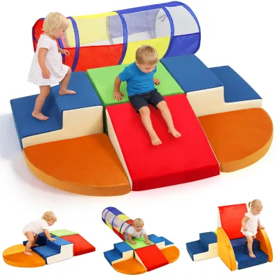 Imagen del producto de Juego de bloques de construcción de espuma, de 6 piezas, suaves, con túnel de juego, para que los niños puedan trepar y gatear