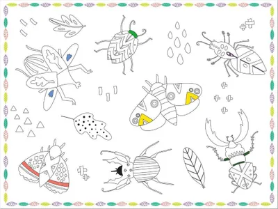 Produktbild von 6 Tischsets - Krabbelkäfer zum Ausmalen 40cm