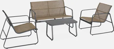 Produktbild von sweeek - Gartenset aus Metall und Textilene für 4 Personen - Anthrazit
