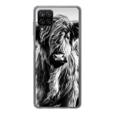 Produktbild von MuchoWow® Handyhülle Schutzhülle Hülle für Samsung Galaxy A12 Schottischer Highlander - Natur - Kuh - Schwarz - Weiß Silikon Softcase Handy Hülle - Bild