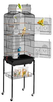Immagine prodotto di Gabbia per uccelli VEVOR, 45,7x35,5x151 cm, voliera per uccelli con piano aperto e supporto, gabbia per uccelli in acciaio con vassoio rimovibile, gabbia per pappagalli