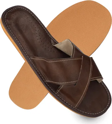 Produktbild von filsko® Valencia - Slipper Herren Naturleder Polster Lüftungslöcher (hell)braun