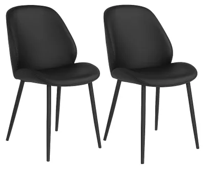 Productafbeelding van Monte Carlo eetkamerstoel, set van 2 – Comfortabele designstoel met een stevig frame. Kleur: Kunstleer, zwart