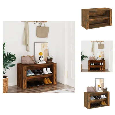 Obrázek produktu pro vidaXL Botník kouřový dub 75x35x45 cm materiál na bázi dřeva - Botníky a skříně