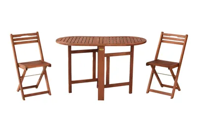 Produktbild von Merxx Gartenmöbel Set Porto 3tlg., 2 Klappstühle, 1 Klapptisch 120 x 60 cm - Eukalyptus