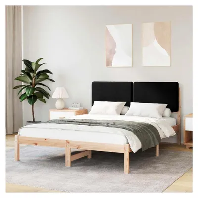 Produktbild von Bettgestell mit gepolstertem Kopfteil Schwarz 160 x 200 cm