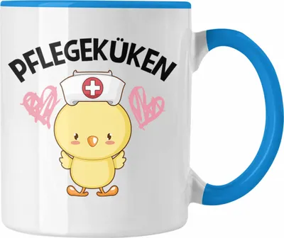 Produktbild von Trendation - Pflegeküken Tasse Geschenk Krankenschwester Ärztin Lustige Kaffeetasse Geschenkidee Altenpflegerin Pflegerin (Blau)