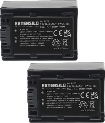 Produktbild von EXTENSILO 2x Akku kompatibel mit Sony DCR-SX83, DCR-SX65S, DCR-SX65E, DCR-SX83E/S, DCR-SX83E, DCR-SX85E, DCR-SX73E Kamera (1640 mAh, 7,2 V, Li-Ion)