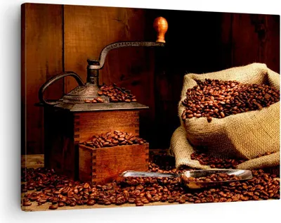 Produktbild von Bild auf Leinwand - Leinwandbild - Frühstück Schokolade Kaffee Bohnen - 70x50cm - Wand Bild - Wanddeko - Leinwanddruck - Bilder - Kunstdruck - Leinwand bilder - Wandkunst - AA70x50-2163